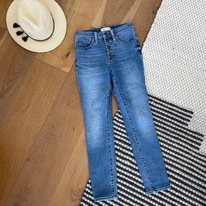 Madewell 9” Mid Rise Skinny Crop Button Fly Jeans Size 24